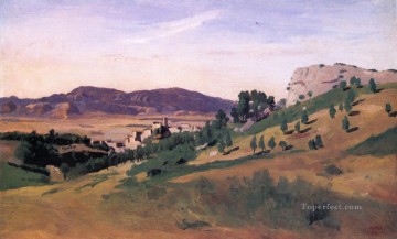  Lev Works - Olevano the Town and the Rocks plein air Romanticism Jean Baptiste Camille Corot